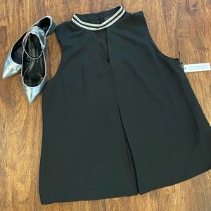 LAUNDRY by SHELLI SEGAL | NEW beaded black & silver top